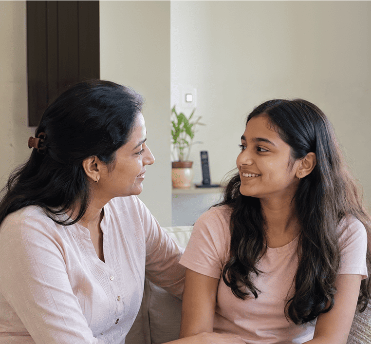 A mother and daughter talking together